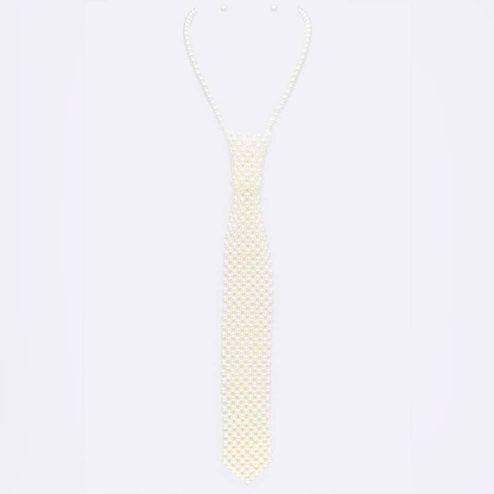 Pearl Neck Tie Statement Necklace - Picture 6 of 7